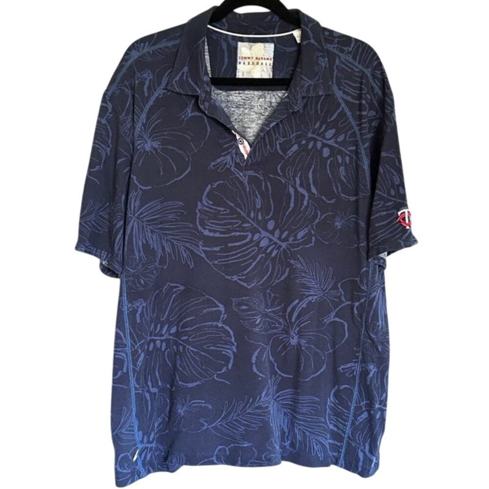 Tommy Bahama Baseball Polo Minnesota Twins MLB Size XXL Blue Tropical Hawaiian